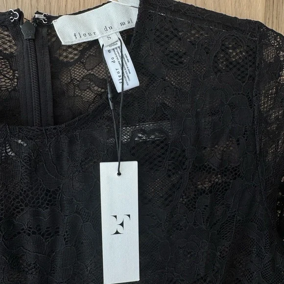 NWT Fleur du Mal Black Lace Catsuit Small - Picture 4 of 5